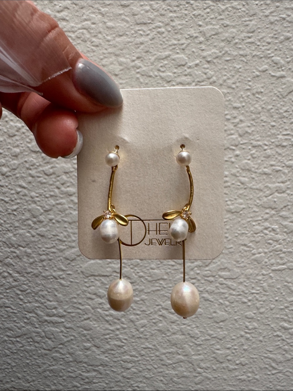 Theia Gold and White Pearl Drop Earrings